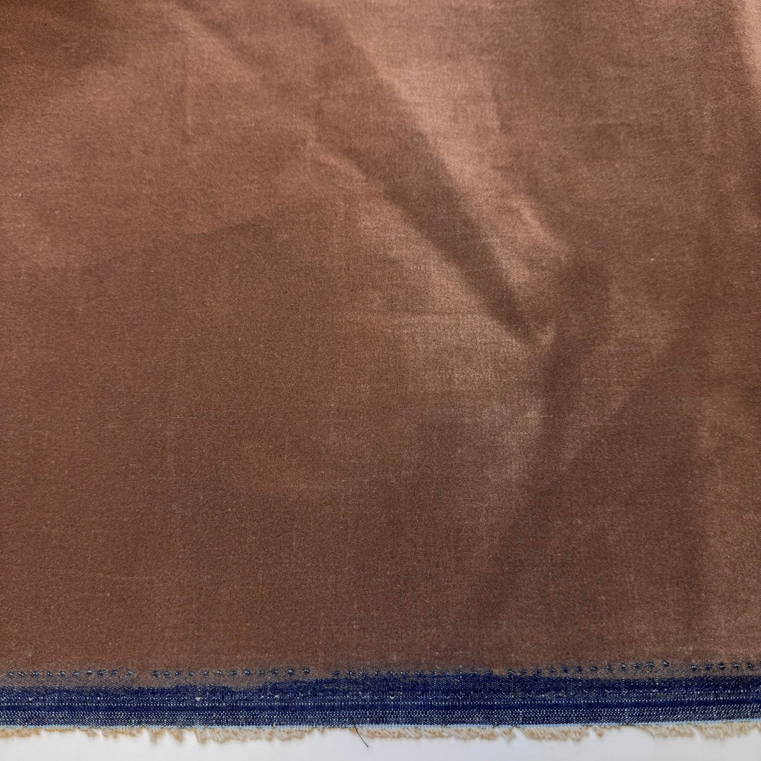 Relic From My Cowboy Era - Flocked Suede Denim Cotton Blend Woven - Brown - 1.4M Bundle - True Deadstock fabric Fabric by private - Sustainable Textile | FABCYCLE