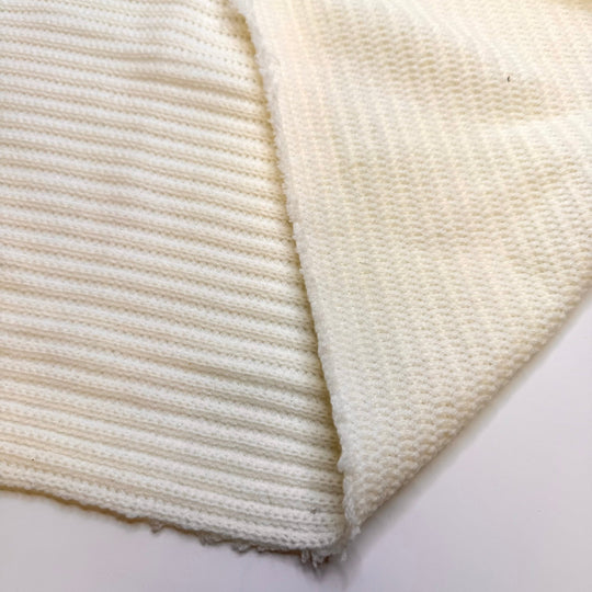 Renewable Energy Outpaced Coal - Polyester Blend Knit - Cream - 1.7M Bundle - True Deadstock fabric Fabric by private - Sustainable Textile | FABCYCLE
