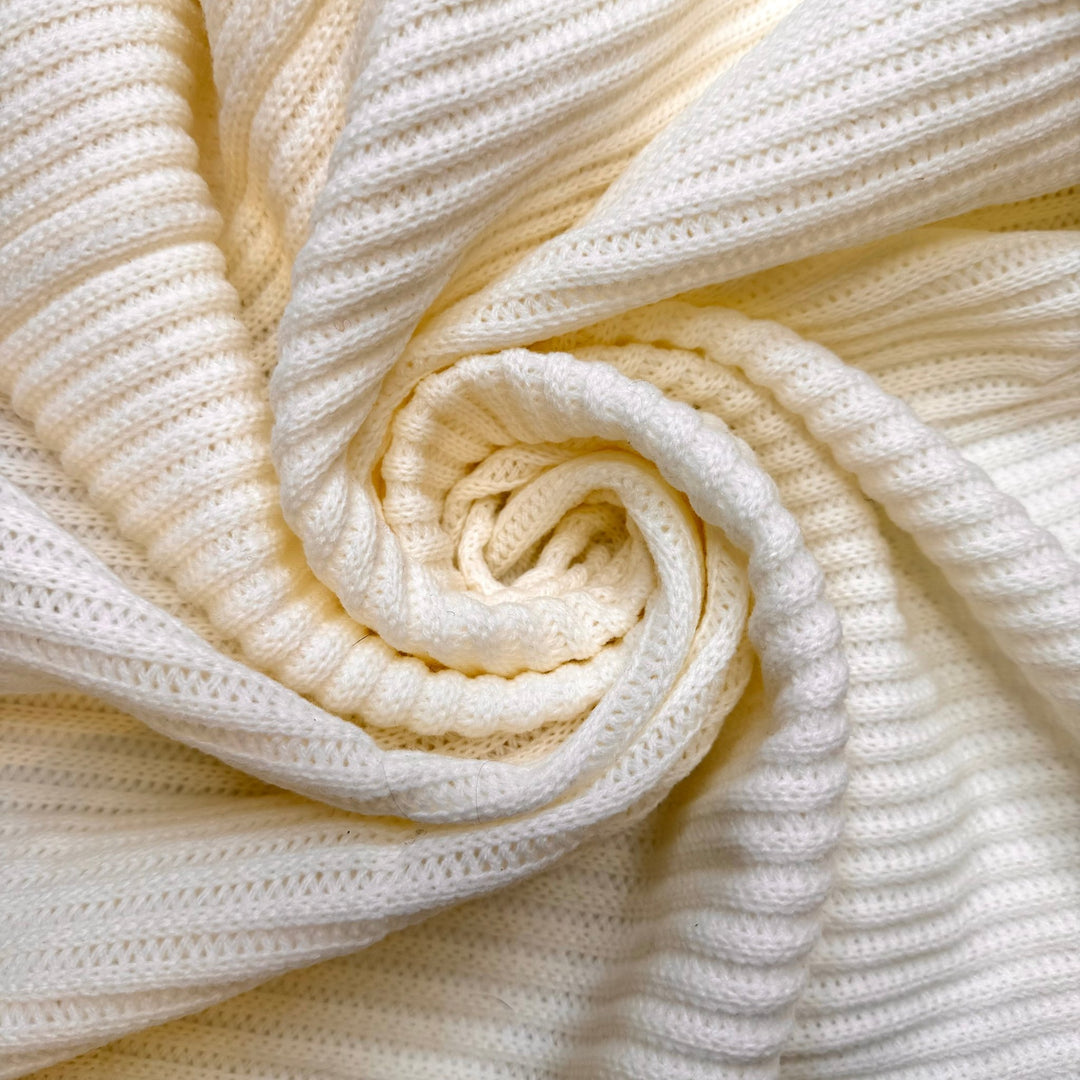 Renewable Energy Outpaced Coal - Polyester Blend Knit - Cream - 1.7M Bundle - True Deadstock fabric Fabric by private - Sustainable Textile | FABCYCLE