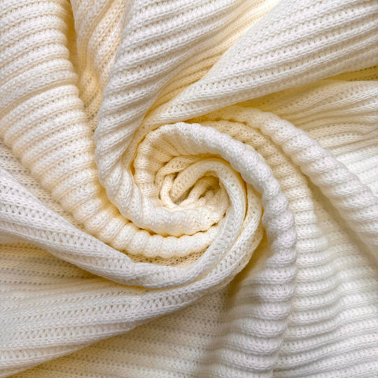 Renewable Energy Outpaced Coal - Polyester Blend Knit - Cream - 1.7M Bundle - True Deadstock fabric Fabric by private - Sustainable Textile | FABCYCLE
