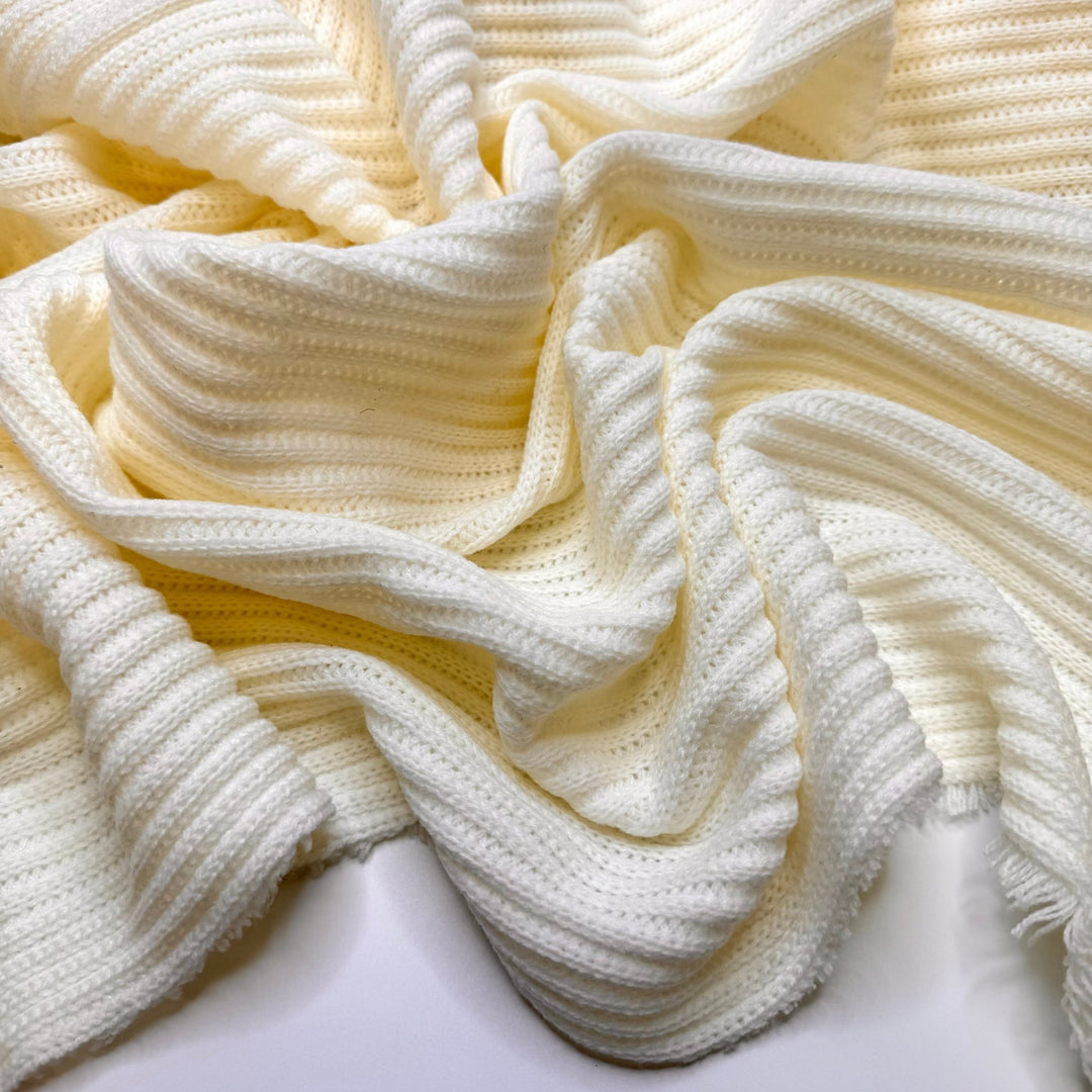 Renewable Energy Outpaced Coal - Polyester Blend Knit - Cream - 1.7M Bundle - True Deadstock fabric Fabric by private - Sustainable Textile | FABCYCLE