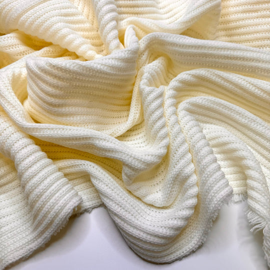 Renewable Energy Outpaced Coal - Polyester Blend Knit - Cream - 1.7M Bundle - True Deadstock fabric Fabric by private - Sustainable Textile | FABCYCLE
