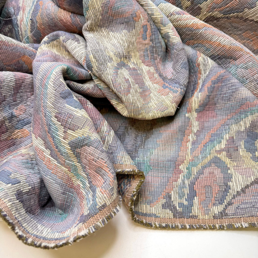 Renovating The Old Cabin - Tapestry Weave Cotton Blend Woven - Purple/Cream Paisley - 1.4M Bundle - True Deadstock fabric Fabric by private - Sustainable Textile | FABCYCLE