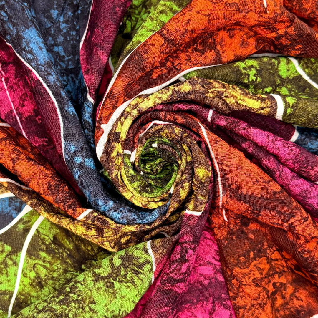 Retro Rainbow - Cotton/Rayon Woven - Multi Abstract - 1.4M Bundle - True Deadstock fabric Fabric by private - Sustainable Textile | FABCYCLE