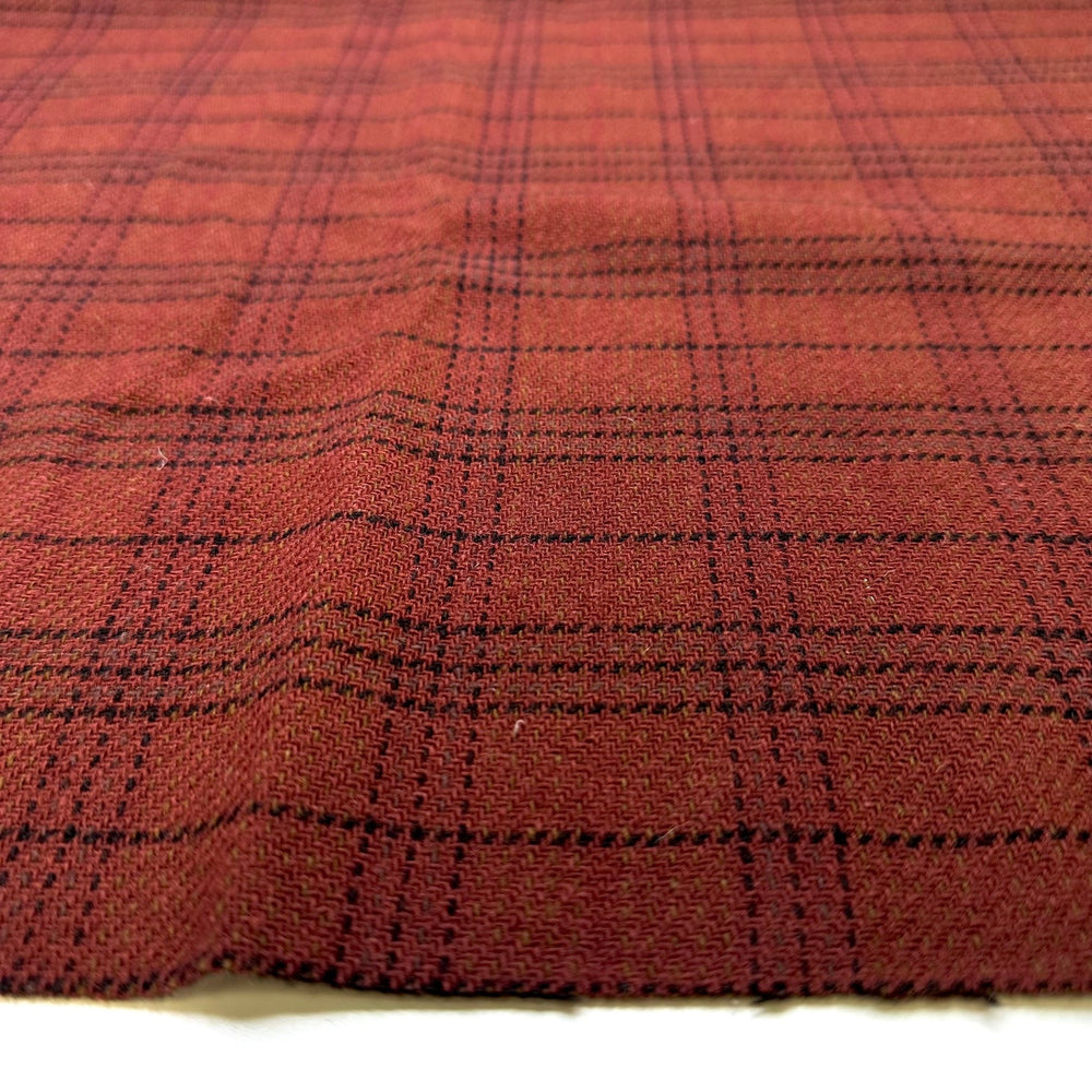 Riding Coat - Herringbone Wool Woven - Brown/Black Plaid - 1.55M Bundle - True Deadstock fabric Fabric by private - Sustainable Textile | FABCYCLE