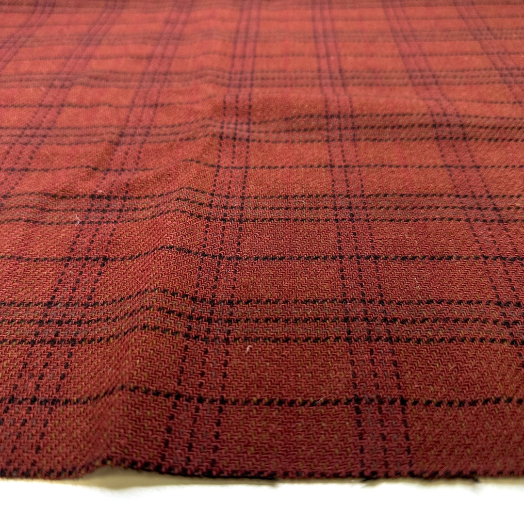 Riding Coat - Herringbone Wool Woven - Brown/Black Plaid - 1.55M Bundle - True Deadstock fabric Fabric by private - Sustainable Textile | FABCYCLE