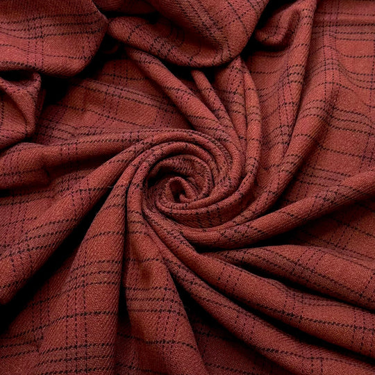 Riding Coat - Herringbone Wool Woven - Brown/Black Plaid - 1.55M Bundle - True Deadstock fabric Fabric by private - Sustainable Textile | FABCYCLE