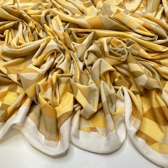Ripe Bananas - Polyester Blend Knit - Light Yellow Multi Abstract - 2M Bundle - True Deadstock fabric Fabric by private - Sustainable Textile | FABCYCLE