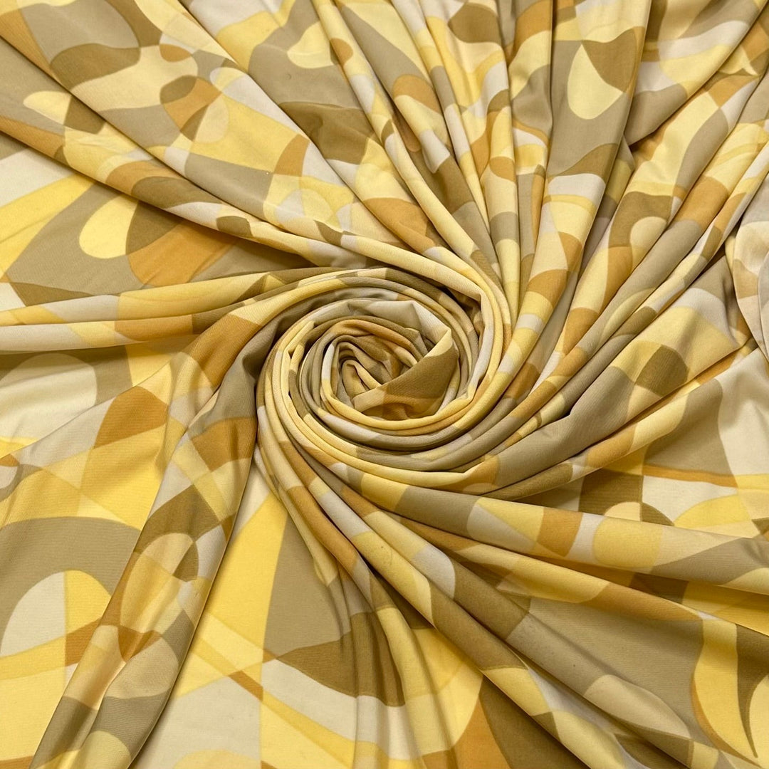 Ripe Bananas - Polyester Blend Knit - Light Yellow Multi Abstract - 2M Bundle - True Deadstock fabric Fabric by private - Sustainable Textile | FABCYCLE