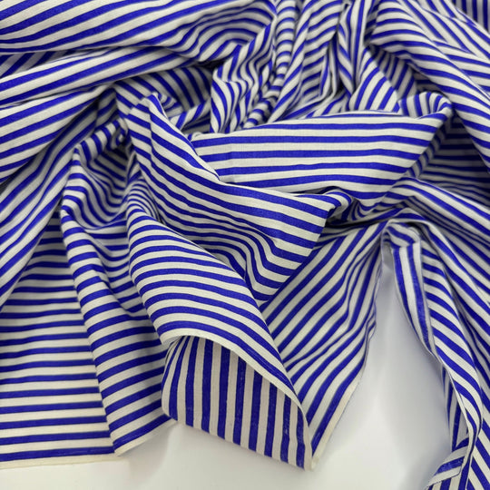 Ripples In The Ocean - Cotton Woven - Dark Blue/White Stripes - 3.7M Bundle - True Deadstock fabric Fabric by private - Sustainable Textile | FABCYCLE