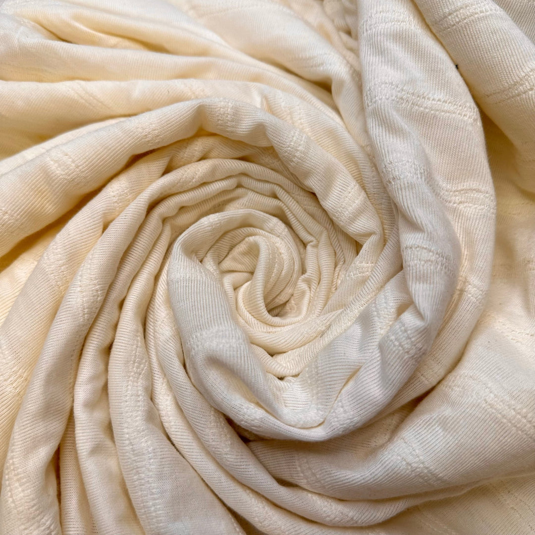 Ripples Through History - Tubular Poly/Cotton Knit - Cream - 3M Bundle - True Deadstock fabric Fabric by private - Sustainable Textile | FABCYCLE
