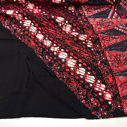 Rising Like A Phoenix - Cotton Blend Woven - Black Multi Abstract - 0.9M Bundle - True Deadstock fabric Fabric by private - Sustainable Textile | FABCYCLE