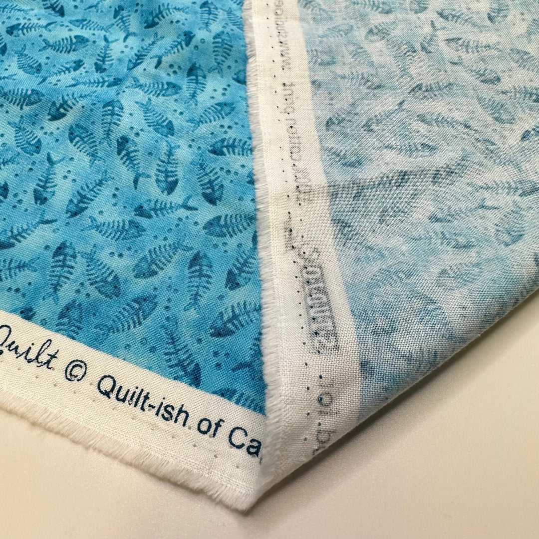 River Of Hades - Cotton Woven - Blue Fish Skeleton - 1.25M Bundle - True Deadstock fabric Fabric by private - Sustainable Textile | FABCYCLE