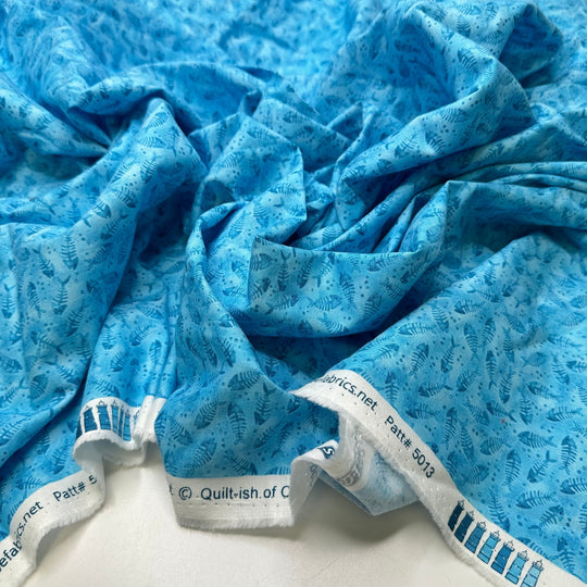 River Of Hades - Cotton Woven - Blue Fish Skeleton - 1.25M Bundle - True Deadstock fabric Fabric by private - Sustainable Textile | FABCYCLE
