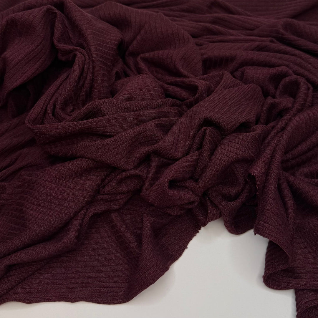 River Rocks - Rib Knit Poly/Rayon Knit - Dark Burgundy - 2.5M Bundle - True Deadstock fabric Fabric by private - Sustainable Textile | FABCYCLE