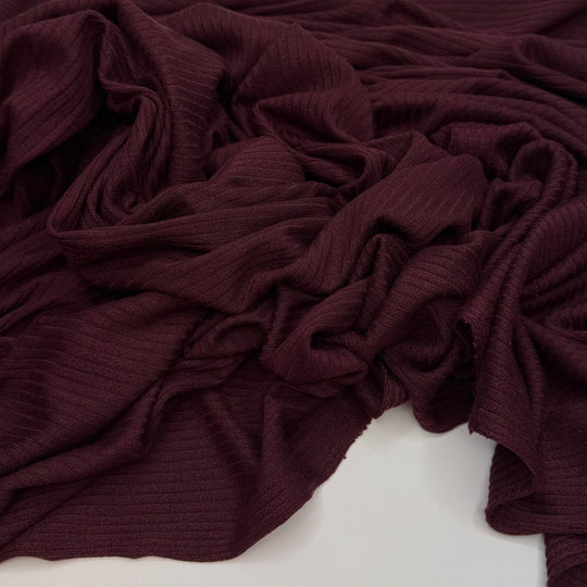 River Rocks - Rib Knit Poly/Rayon Knit - Dark Burgundy - 2.5M Bundle - True Deadstock fabric Fabric by private - Sustainable Textile | FABCYCLE