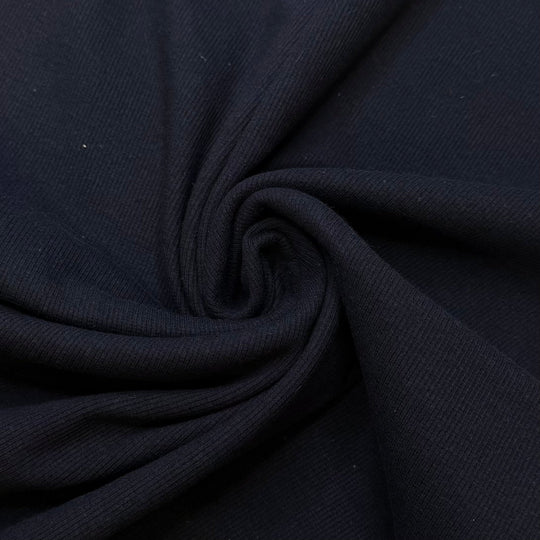 Roaring 20s - Tubular Rib Knit Natural Blend Knit - Navy - 0.65M Bundle - True Deadstock fabric Fabric by private - Sustainable Textile | FABCYCLE