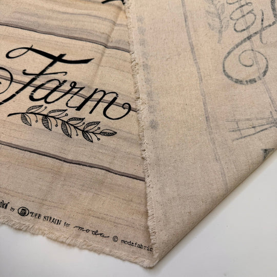 Roast Turkey - Cotton/Linen Woven - Light Beige/Black Farmhouse Print - 1.7M Bundle - True Deadstock fabric Fabric by private - Sustainable Textile | FABCYCLE