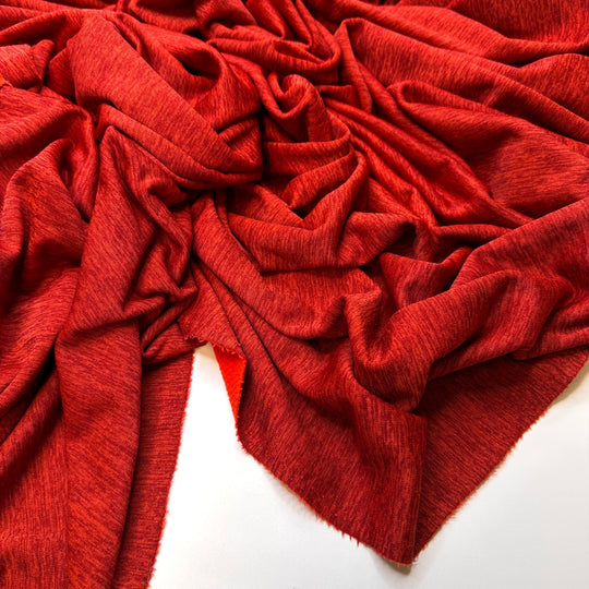 Robins In The Backyard - Jersey Fleece Polyester Blend Knit - Dark Orange Heathered - 2M Bundle - True Deadstock fabric Fabric by private - Sustainable Textile | FABCYCLE