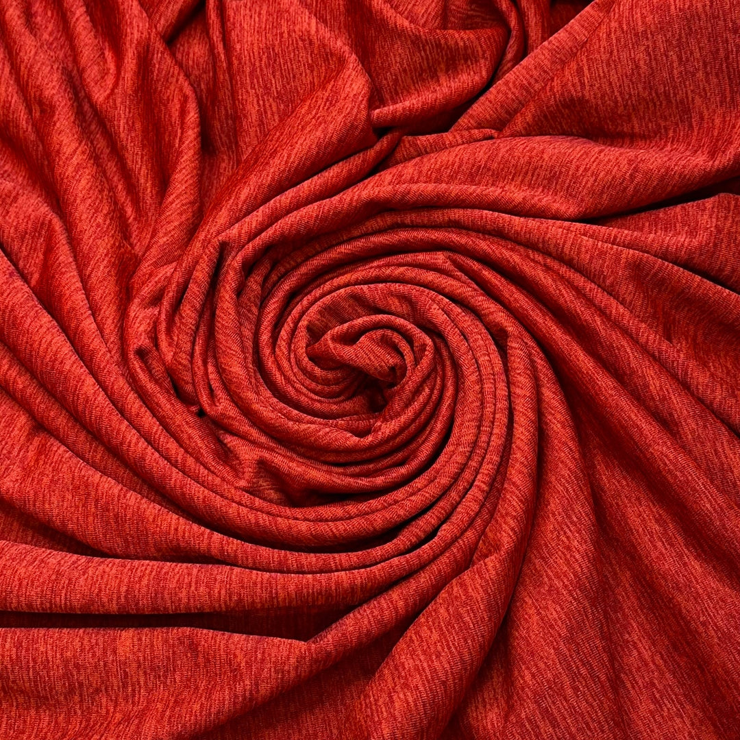 Robins In The Backyard - Jersey Fleece Polyester Blend Knit - Dark Orange Heathered - 2M Bundle - True Deadstock fabric Fabric by private - Sustainable Textile | FABCYCLE
