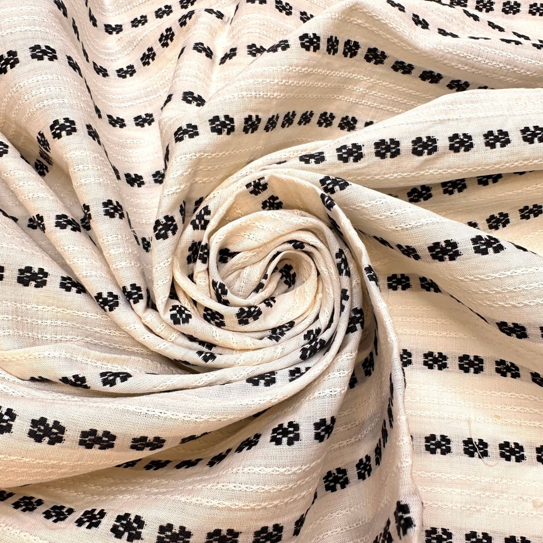 Rolled Ice Cream - Vintage Cotton Woven - Cream/Black Stripes - 1.4M Bundle - True Deadstock fabric Fabric by private - Sustainable Textile | FABCYCLE