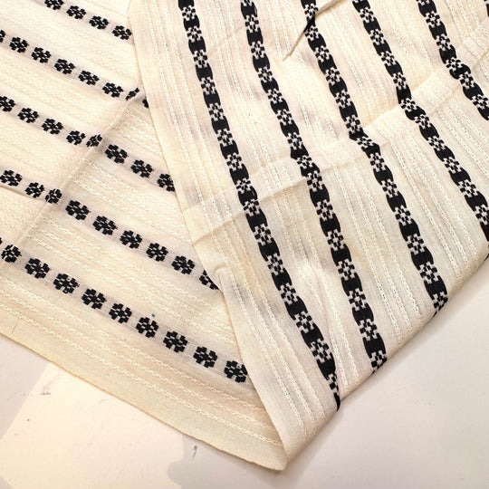Rolled Ice Cream - Vintage Cotton Woven - Cream/Black Stripes - 1.4M Bundle - True Deadstock fabric Fabric by private - Sustainable Textile | FABCYCLE