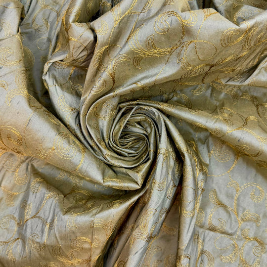 Romance Movie Marathon - Embroidered Silk Woven - Dark Green Abstract - 0.65M Bundle - True Deadstock fabric Fabric by private - Sustainable Textile | FABCYCLE