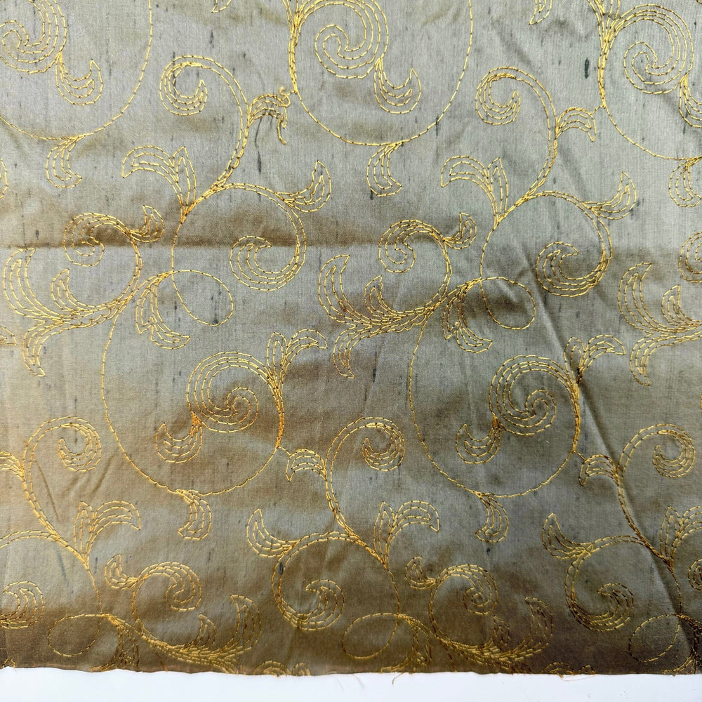 Romance Movie Marathon - Embroidered Silk Woven - Dark Green Abstract - 0.65M Bundle - True Deadstock fabric Fabric by private - Sustainable Textile | FABCYCLE