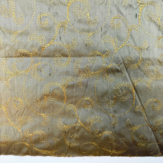 Romance Movie Marathon - Embroidered Silk Woven - Dark Green Abstract - 0.65M Bundle - True Deadstock fabric Fabric by private - Sustainable Textile | FABCYCLE