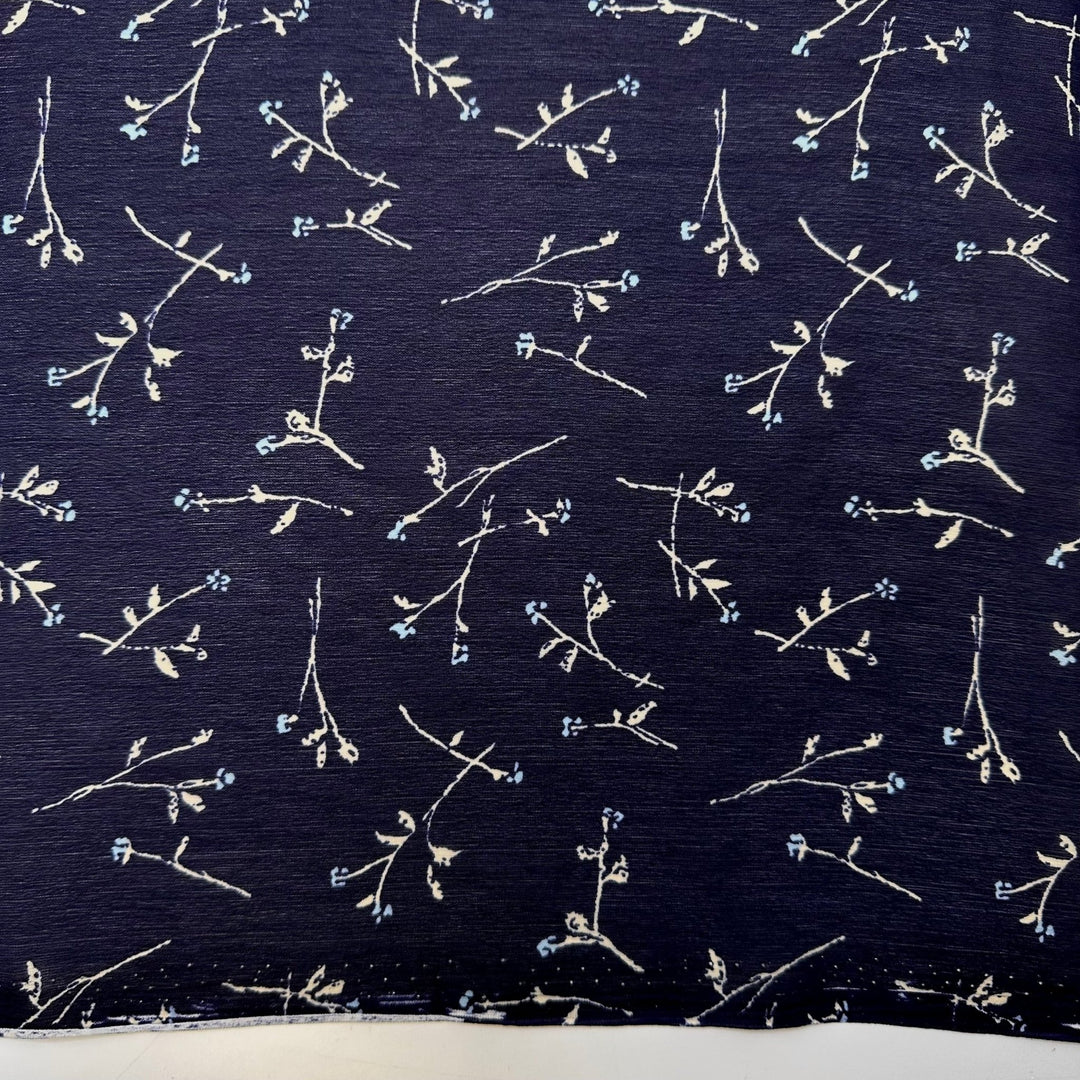 Romantic Dinner At Sea - Chiffon Poly Woven - Navy Multi Floral - 2.75M Bundle - True Deadstock fabric Fabric by private - Sustainable Textile | FABCYCLE