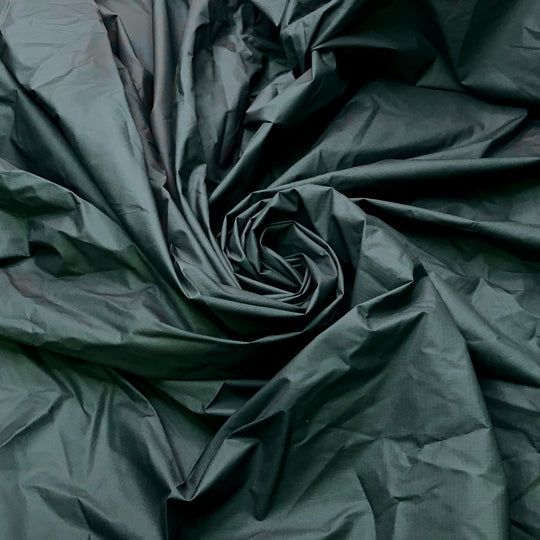 Rotary Phones - Ripstop Nylon Blend Woven - Dark Green/Grey - 1.35M Bundle - True Deadstock fabric Fabric by private - Sustainable Textile | FABCYCLE