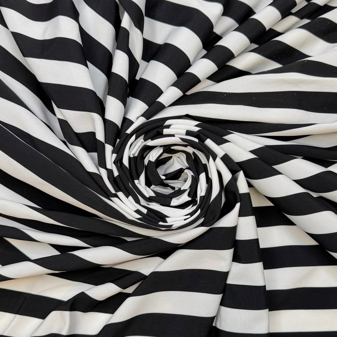 Rows And Rows Of Bags - Polyester Blend Woven - Black/White Stripes - 3.5M Bundle - True Deadstock fabric Fabric by private - Sustainable Textile | FABCYCLE