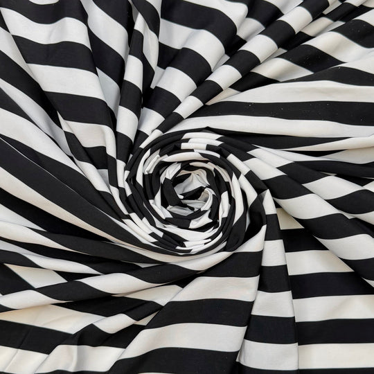 Rows And Rows Of Bags - Polyester Blend Woven - Black/White Stripes - 3.5M Bundle - True Deadstock fabric Fabric by private - Sustainable Textile | FABCYCLE