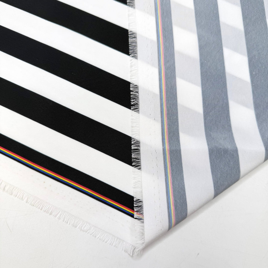 Rows And Rows Of Bags - Polyester Blend Woven - Black/White Stripes - 3.5M Bundle - True Deadstock fabric Fabric by private - Sustainable Textile | FABCYCLE
