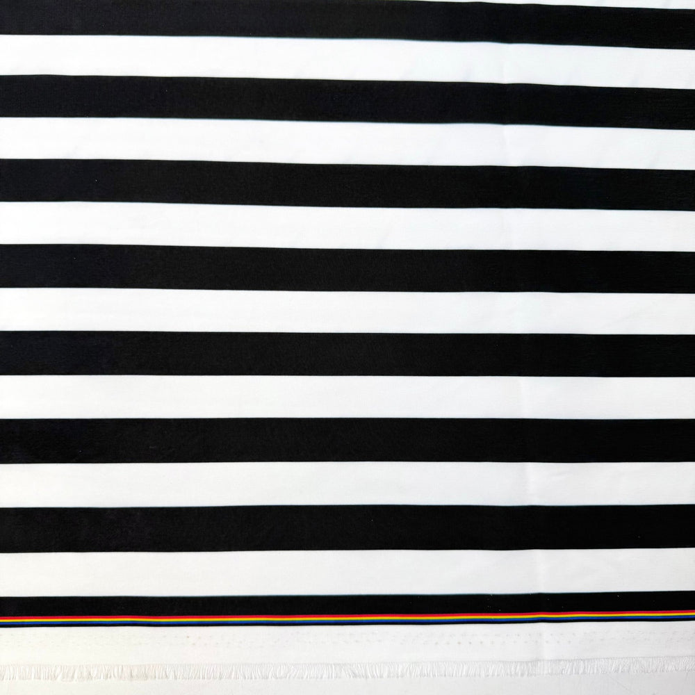 Rows And Rows Of Bags - Polyester Blend Woven - Black/White Stripes - 3.5M Bundle - True Deadstock fabric Fabric by private - Sustainable Textile | FABCYCLE