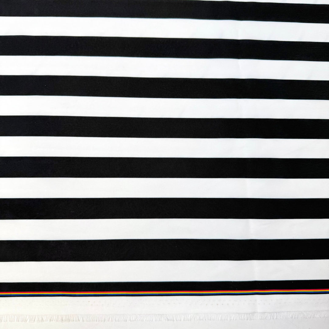 Rows And Rows Of Bags - Polyester Blend Woven - Black/White Stripes - 3.5M Bundle - True Deadstock fabric Fabric by private - Sustainable Textile | FABCYCLE