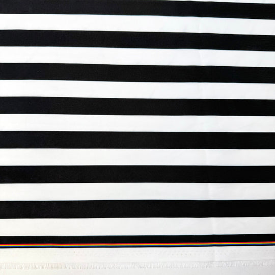 Rows And Rows Of Bags - Polyester Blend Woven - Black/White Stripes - 3.5M Bundle - True Deadstock fabric Fabric by private - Sustainable Textile | FABCYCLE