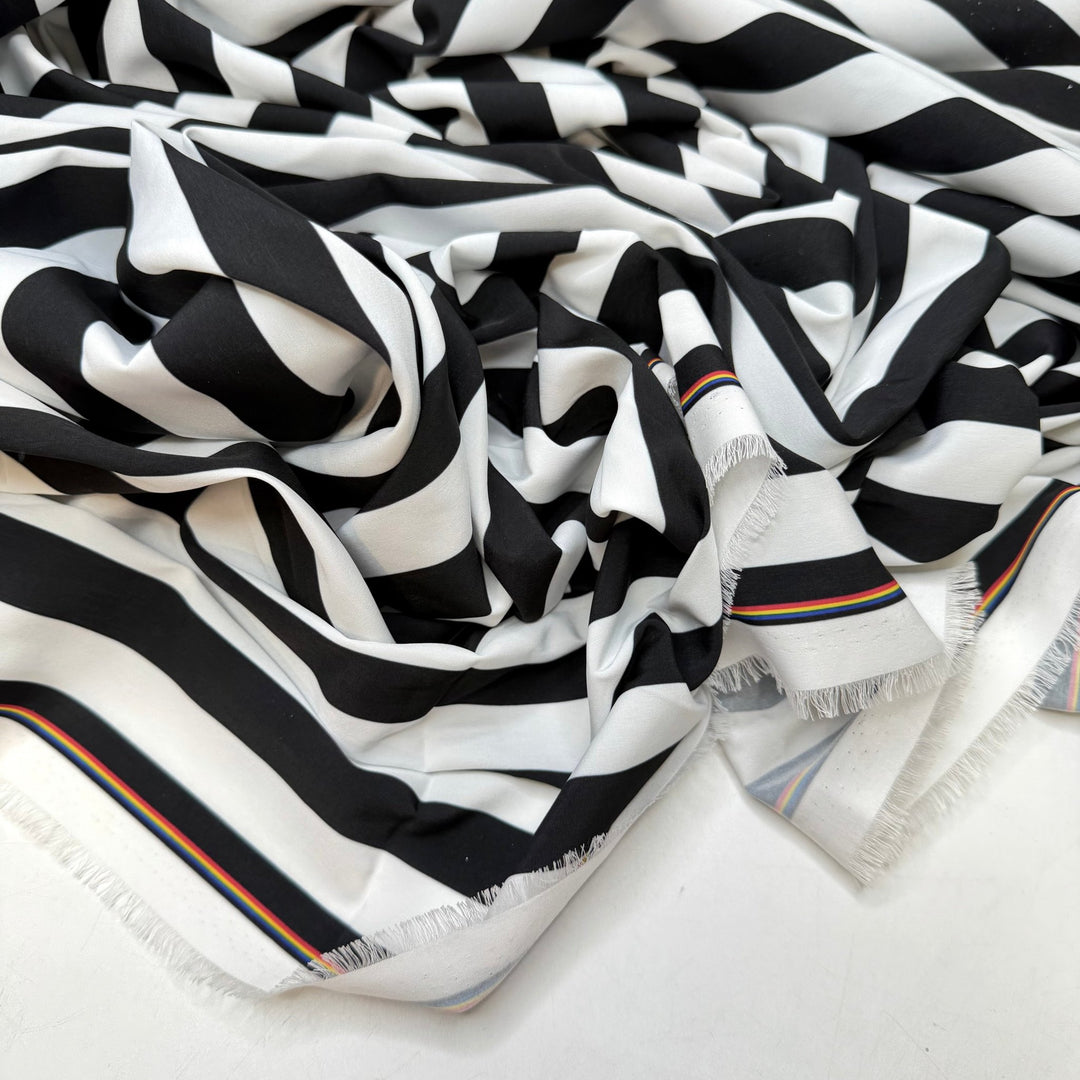 Rows And Rows Of Bags - Polyester Blend Woven - Black/White Stripes - 3.5M Bundle - True Deadstock fabric Fabric by private - Sustainable Textile | FABCYCLE
