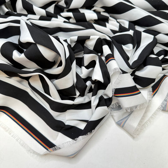 Rows And Rows Of Bags - Polyester Blend Woven - Black/White Stripes - 3.5M Bundle - True Deadstock fabric Fabric by private - Sustainable Textile | FABCYCLE