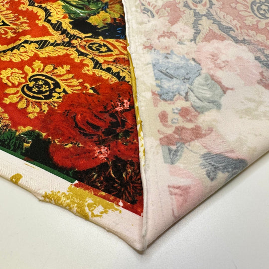Royal Bouquet - Polyester Blend Knit - Red Multi Floral - 1.5M Bundle - True Deadstock fabric Fabric by private - Sustainable Textile | FABCYCLE