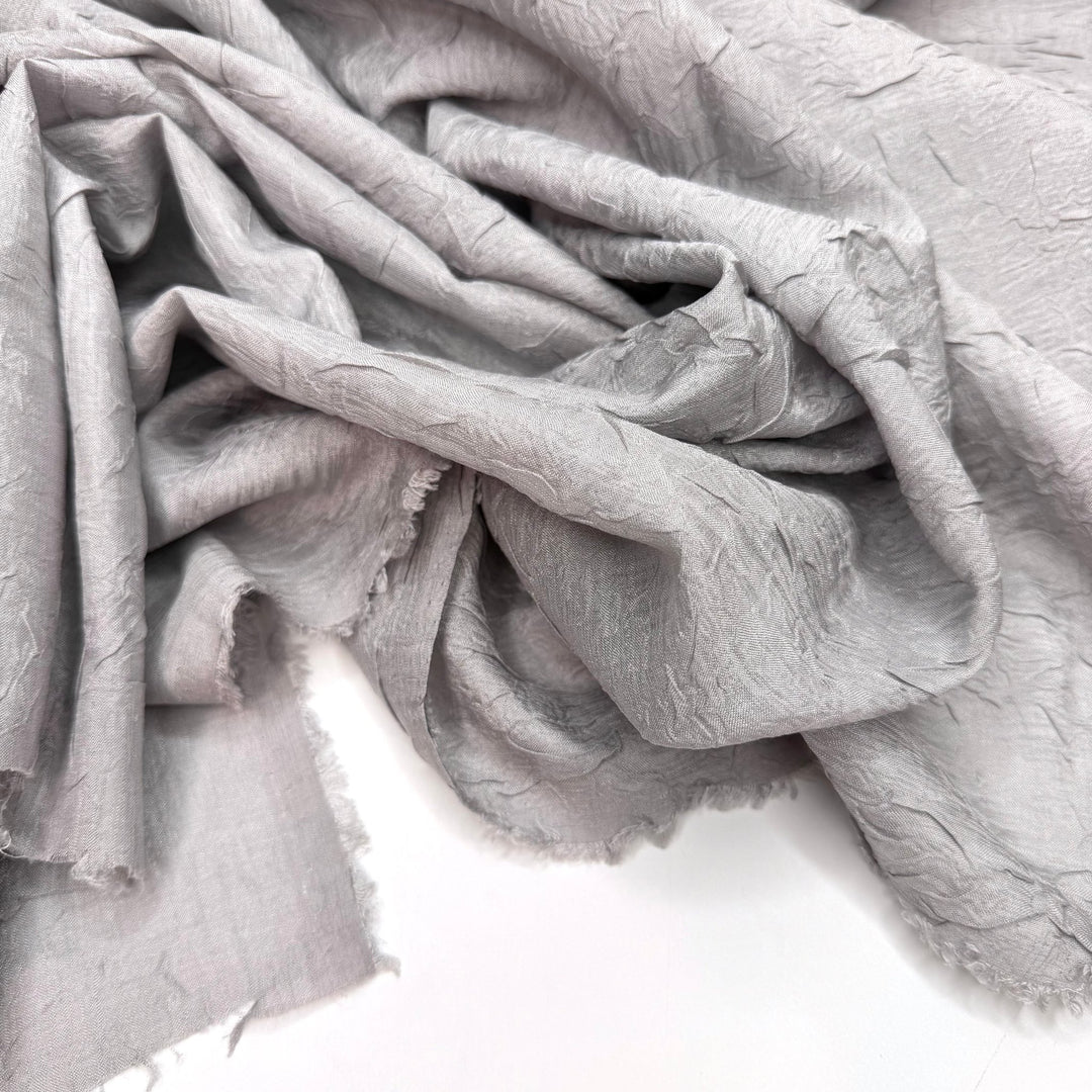 Run To The Dance Floor - Crinkle Chiffon Polyester Blend Woven - Light Grey - 0.9M Bundle - True Deadstock fabric Fabric by private - Sustainable Textile | FABCYCLE