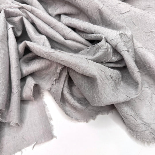 Run To The Dance Floor - Crinkle Chiffon Polyester Blend Woven - Light Grey - 0.9M Bundle - True Deadstock fabric Fabric by private - Sustainable Textile | FABCYCLE
