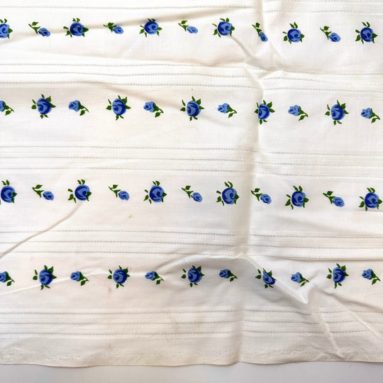 Running Through Fields Of Flowers - Vintage Cotton Woven - White/Blue Floral - 1.75M Bundle - True Deadstock fabric Fabric by private - Sustainable Textile | FABCYCLE