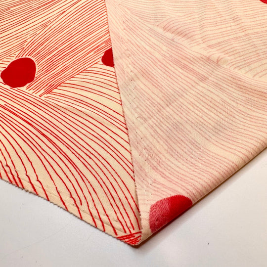 Running To Make It Back On The Boat - Vintage Poly Knit - Cream/Red Abstract - 1.6M Bundle - True Deadstock fabric Fabric by private - Sustainable Textile | FABCYCLE