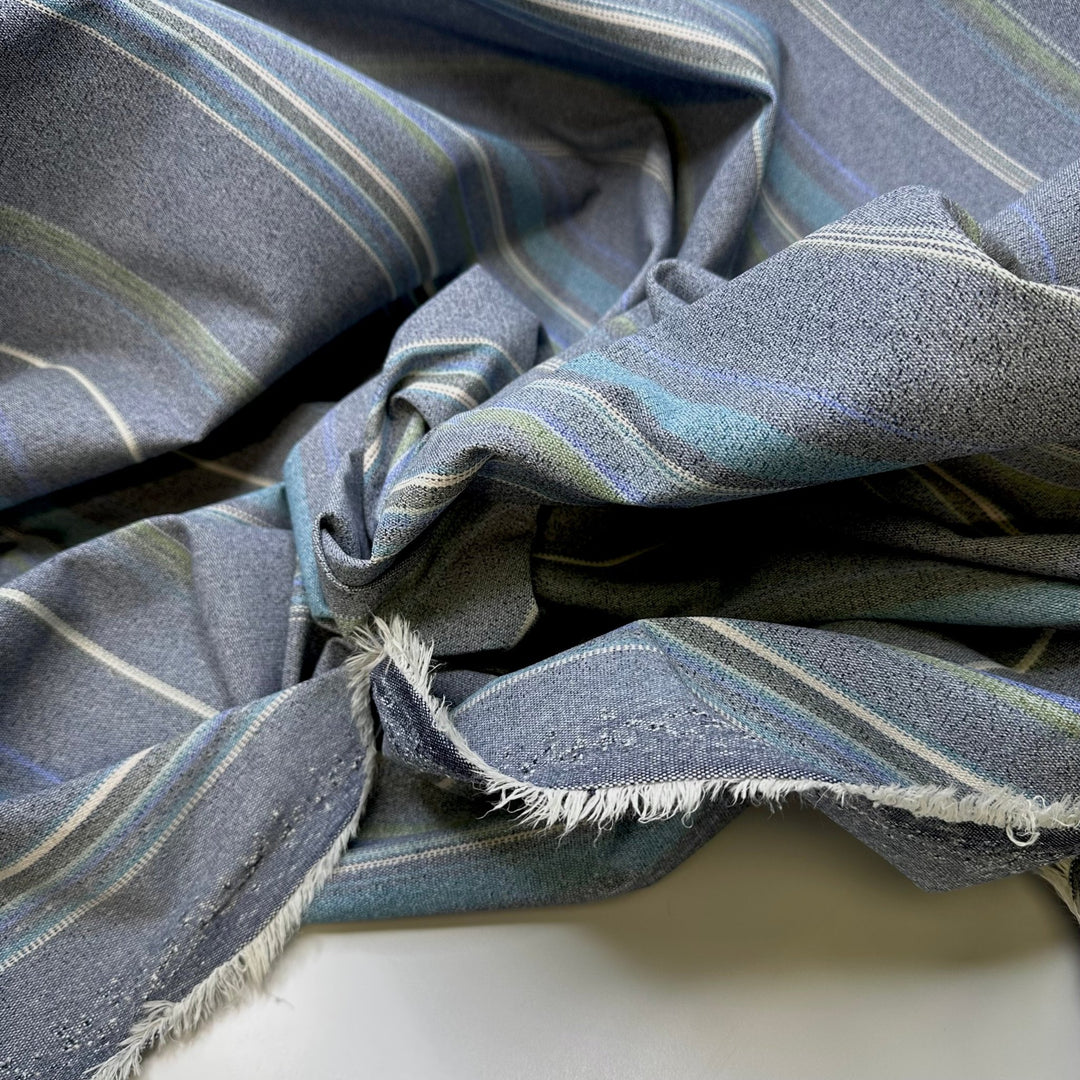Running To The Pool - Water Resistant Poly/PU Woven - Grey Multi Stripes - 2M Bundle - True Deadstock fabric Fabric by private - Sustainable Textile | FABCYCLE