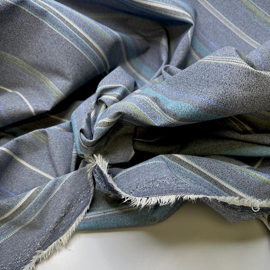 Running To The Pool - Water Resistant Poly/PU Woven - Grey Multi Stripes - 2M Bundle - True Deadstock fabric Fabric by private - Sustainable Textile | FABCYCLE