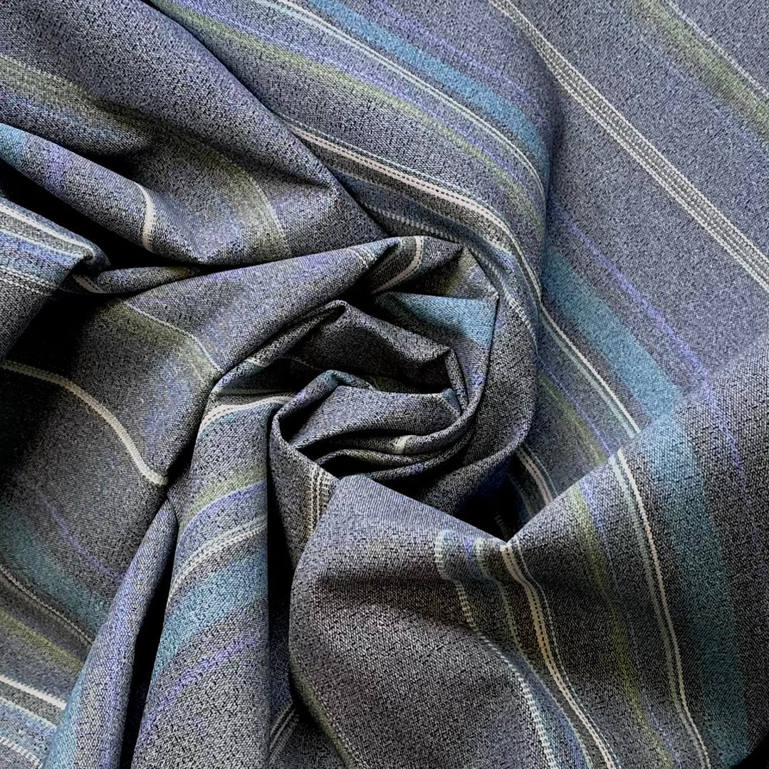Running To The Pool - Water Resistant Poly/PU Woven - Grey Multi Stripes - 2M Bundle - True Deadstock fabric Fabric by private - Sustainable Textile | FABCYCLE