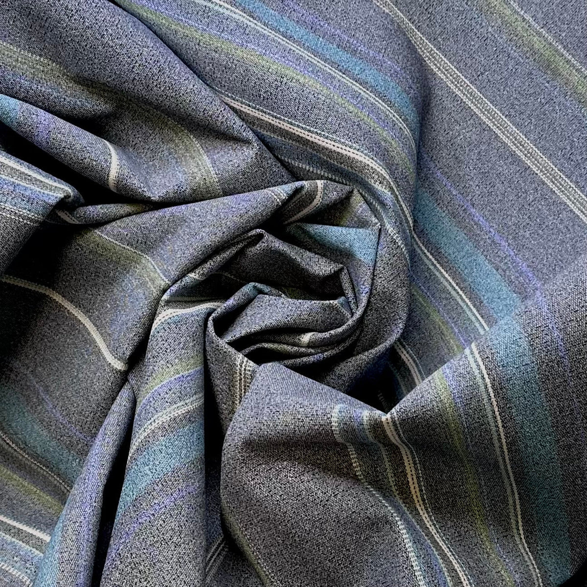 Running To The Pool - Water Resistant Poly/PU Woven - Grey Multi Stripes - 2M Bundle - True Deadstock fabric Fabric by private - Sustainable Textile | FABCYCLE