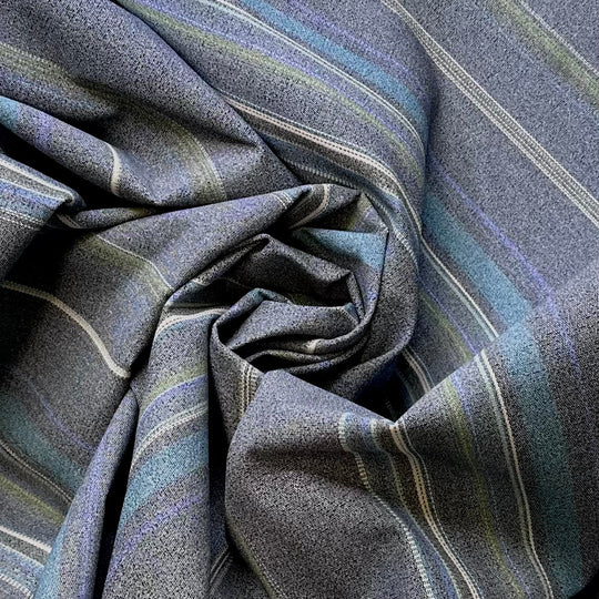 Running To The Pool - Water Resistant Poly/PU Woven - Grey Multi Stripes - 2M Bundle - True Deadstock fabric Fabric by private - Sustainable Textile | FABCYCLE