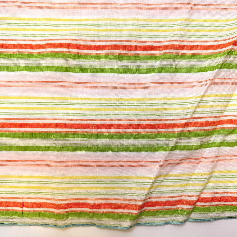 Running With A Ribbon Wand - Vintage Seersucker Cotton Woven - Light Cream Multi Stripes - 2.5M Bundle - True Deadstock fabric Fabric by private - Sustainable Textile | FABCYCLE